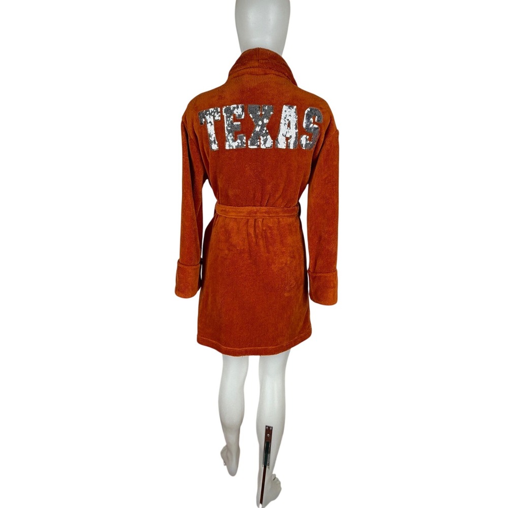 Victoria's Secret PINK Texas Longhorns Burnt Orange Sequin Fleece Robe XS/S